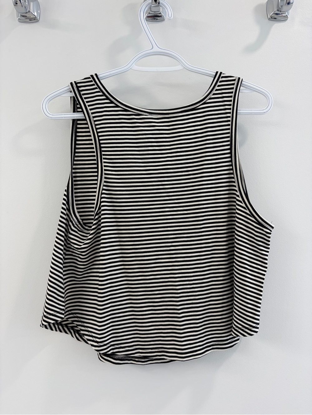 Women’s Black & White Striped Tank Top - Classic Casual - Picture 2 of 2